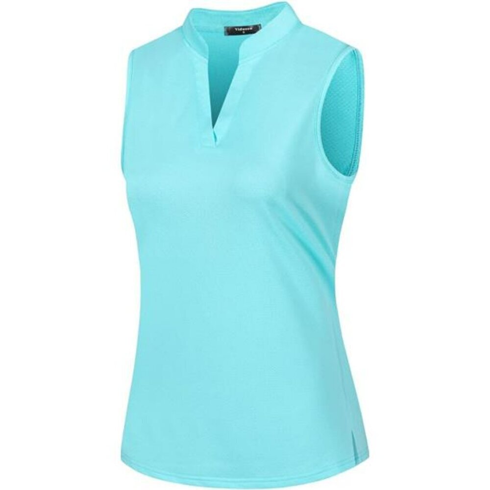 Womens Sleeveless Golf Polo Shirt Tennis Sports Top Athletic V Neck Workout